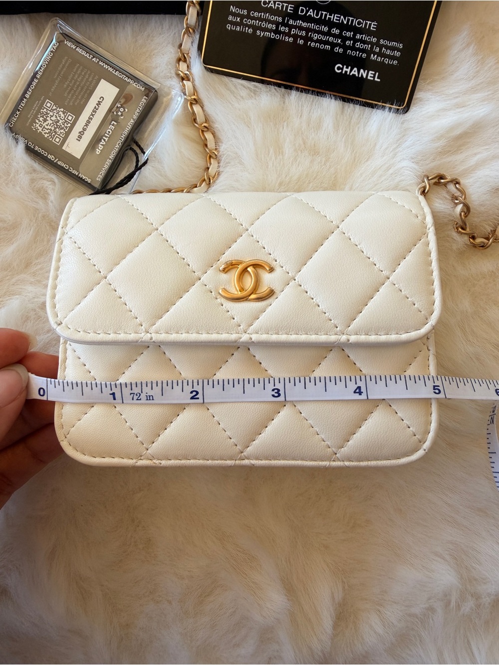 CHANEL White Quilted CC Ball Clutch on Chain Mini Belt Bag - Picture 13 of 16